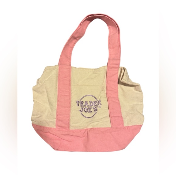 Trader Joe's Mini Pastel Canvas Tote Bag Pink  Limited Edition Spring 2025 - Picture 2 of 7